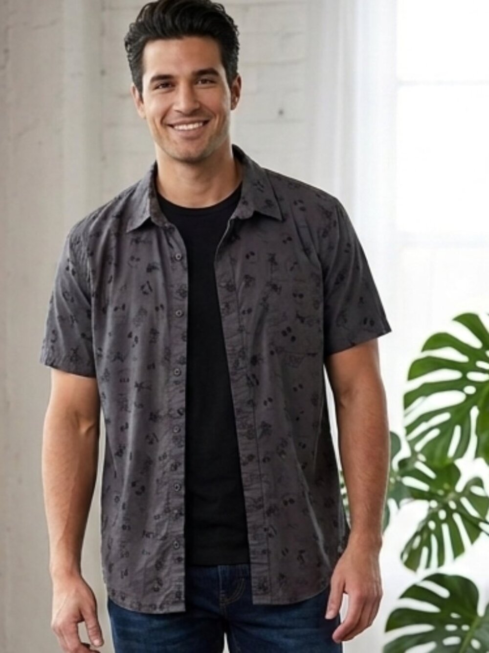 Disney's The Nightmare Before Christmas Jack Skellington Button-Down Shirt L